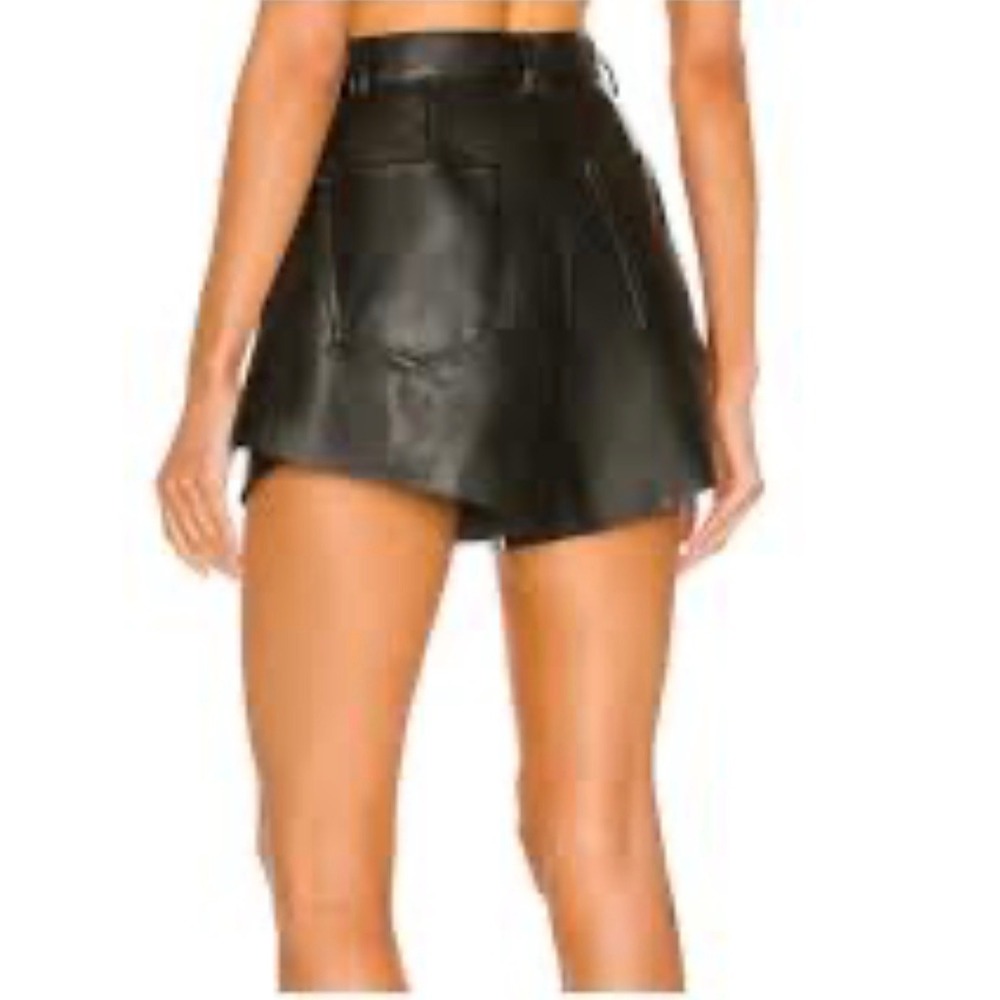 NWT WeWoreWhat Flare Bell Short Black Vegan Leather High Waisted Size 32